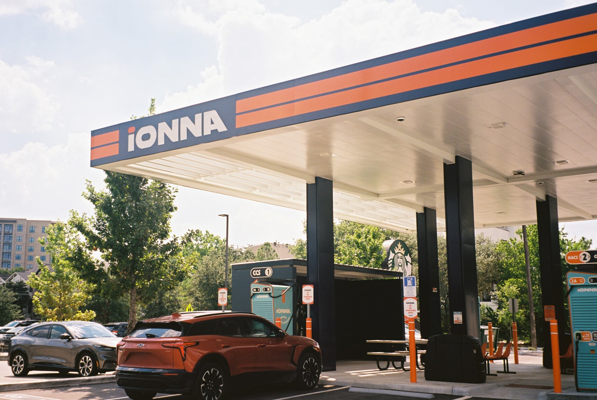 IONNA EV charging station ground photography shot on 35mm Kodak Ektar film by IRL Marketing