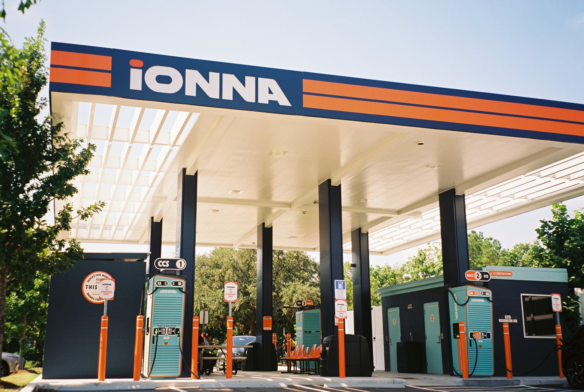 IONNA EV charging station ground photography shot on 35mm Kodak Ektar film by IRL Marketing